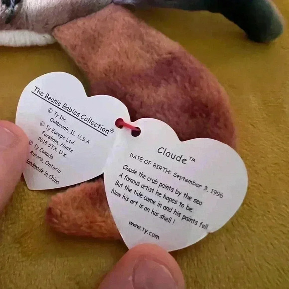Claude the Crab Beanie Baby 1996 edition, with tag errors! - Picture 3 of 4
